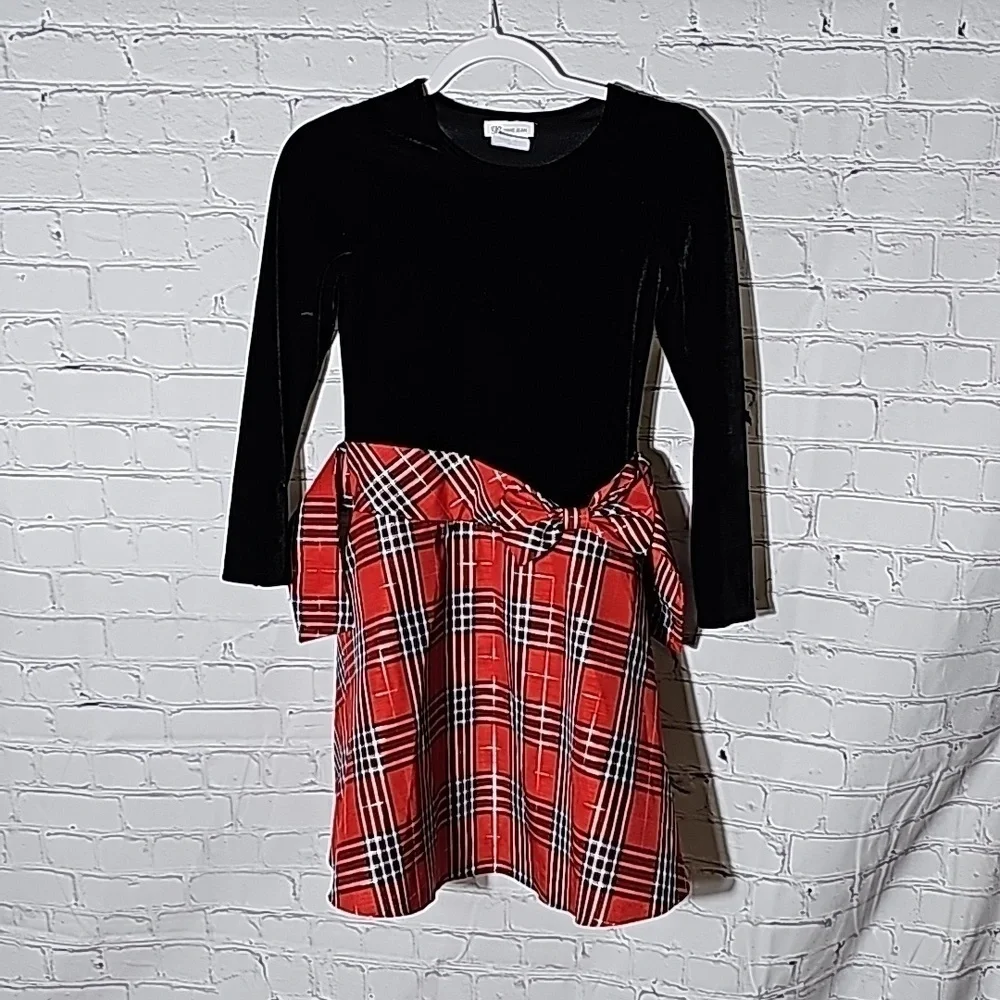 Bonnie Jean sz 12 Christmas plaid dress K110